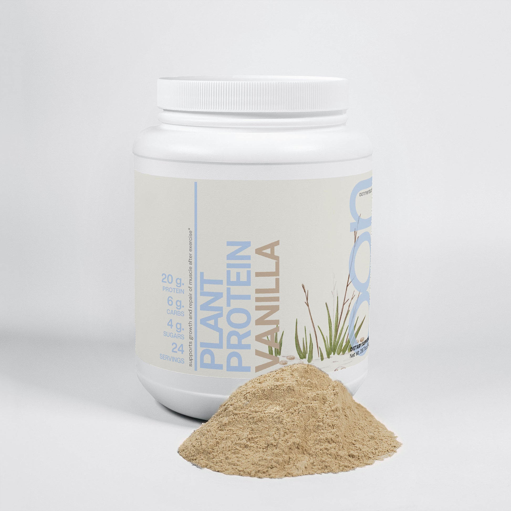 Vanilla plant protein powder jar by oön Supplements