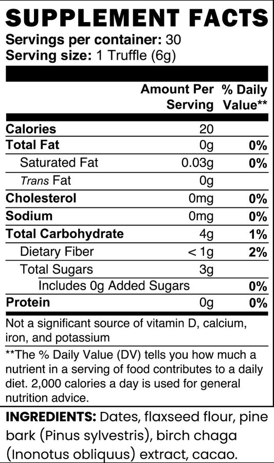 Birch Chaga Truffles Supplement Facts by oön Supplements